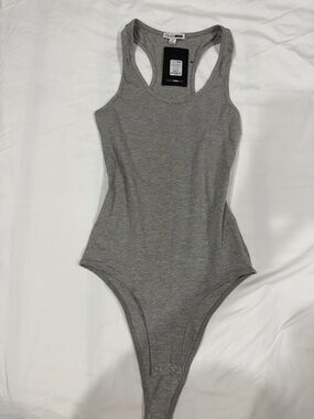 Fashion Nova Heather Grey Racerback Bodysuit